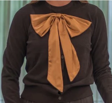 SATIN BOW CHENILLE SWEATER